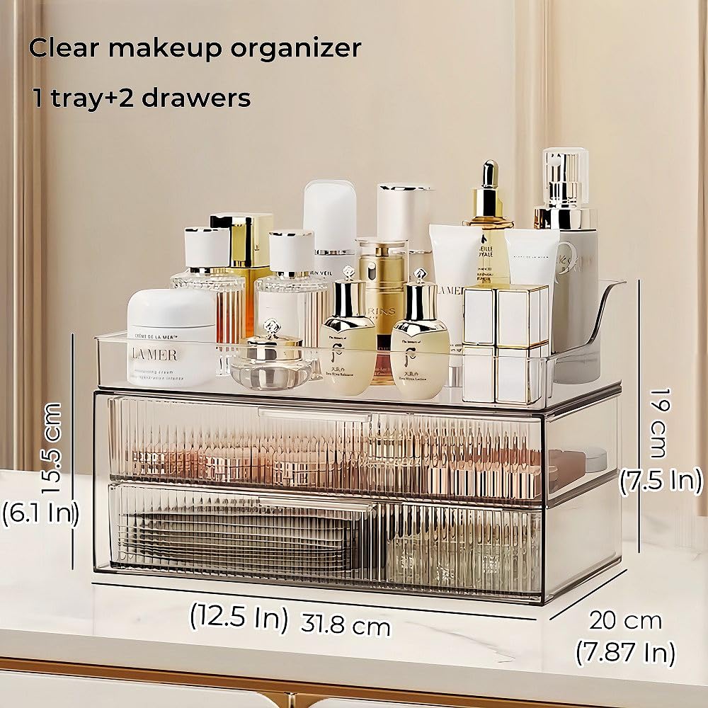 PLINJOY Makeup Organizer Countertop Large Cosmetic Display Cases Cosmetic Organizer Skin care Organizer