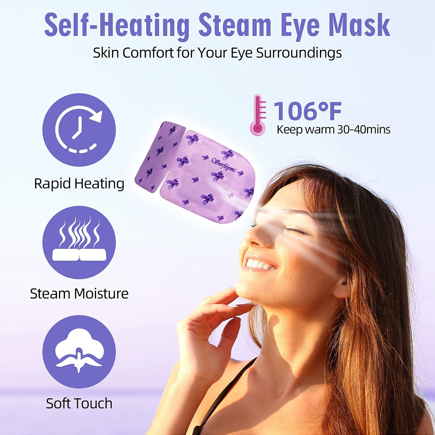 Serfeymi 10 Packs Steam Eye Masks Relief Eye Fatigue, Eye Patch Self Heating Warm Eye Mask, Disposable Eye SPA Heated Eye Mask for Dry Eyes Dark Circles Tired Eyes -Unscented(5PCS)+ Lavender(5PCS)