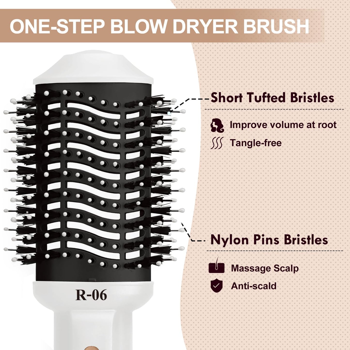 Lopeie Hair Dryer Brush Blow Dryer Brush in One, 4 in 1 Hair Dryer and Styler Volumizer with Oval Barrel, Professional Salon Hot Air Brush for All Hair Types, Bright White