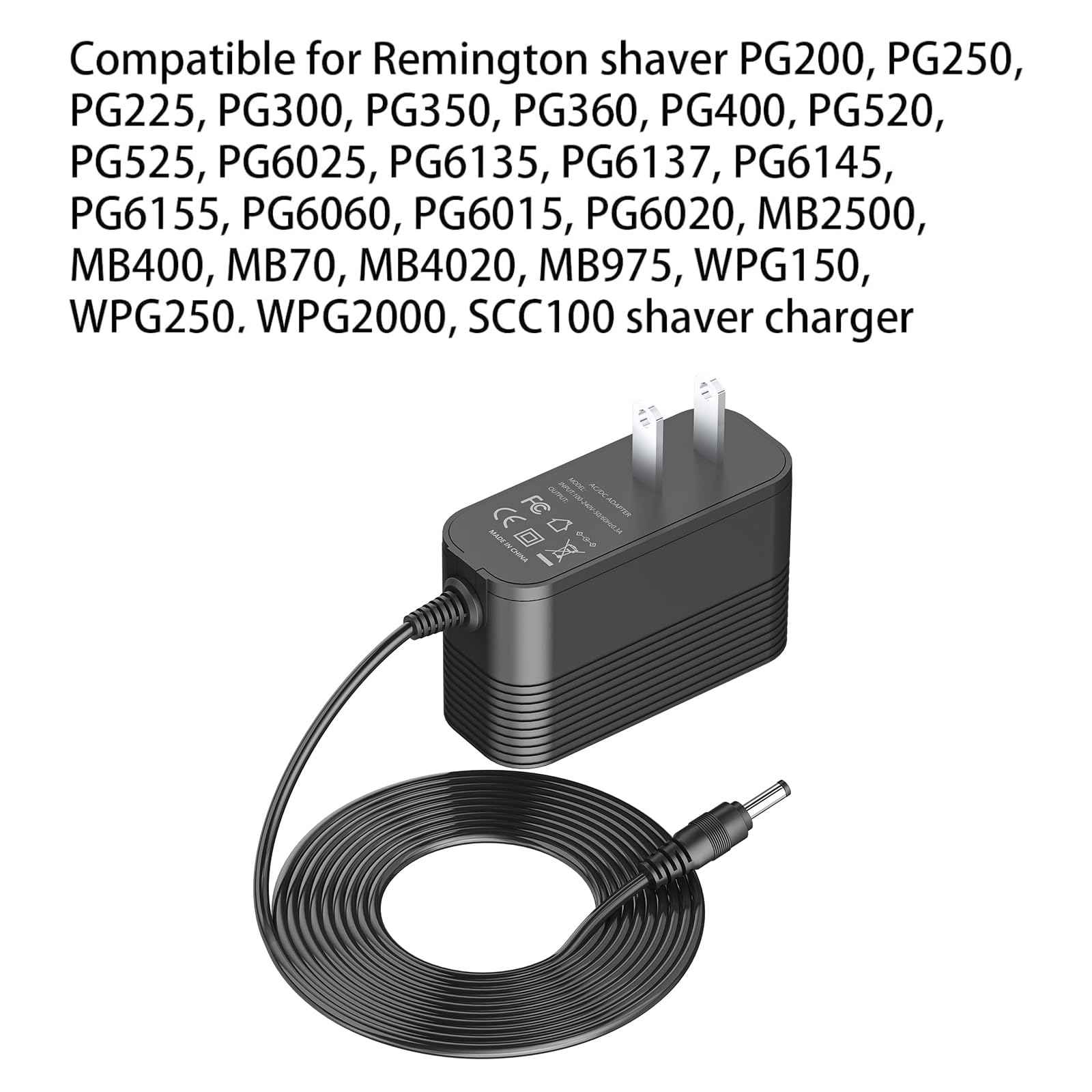 Charger for Remington PG525 PG6025 MB2500 PG6135 PG6060 All-in-One Trimmer Replacement for Remington PG606 PG6015 PG6135 Clippers AC Adapter Power Cord