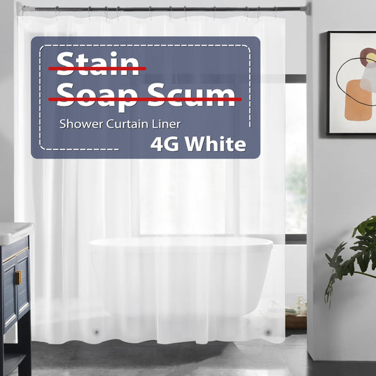 White Shower Curtain Liner - 72" x 72" Shower Liner Lightweight Bathroom Shower Curtain (4G White, 1PC)