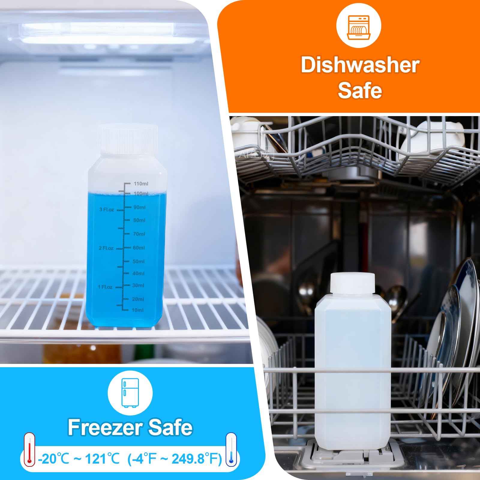 UMETASS 4 Pack 8oz Plastic Travel Bottles with Lids - Small Leak-Proof Containers for Liquid, Water, Pill Storage, Clear Empty Squeeze Bottles with Caps, BPA-Free