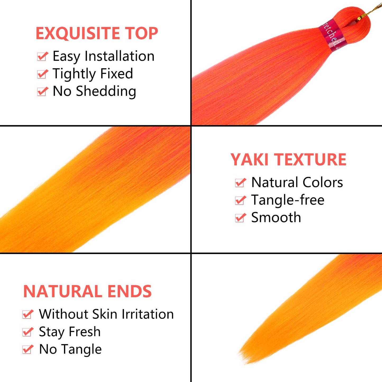 Orange Braiding Hair Long Braid 30 Inch 2 Packs Braiding Hair Extensions Professional Synthetic Fiber Crochet Twist Braids