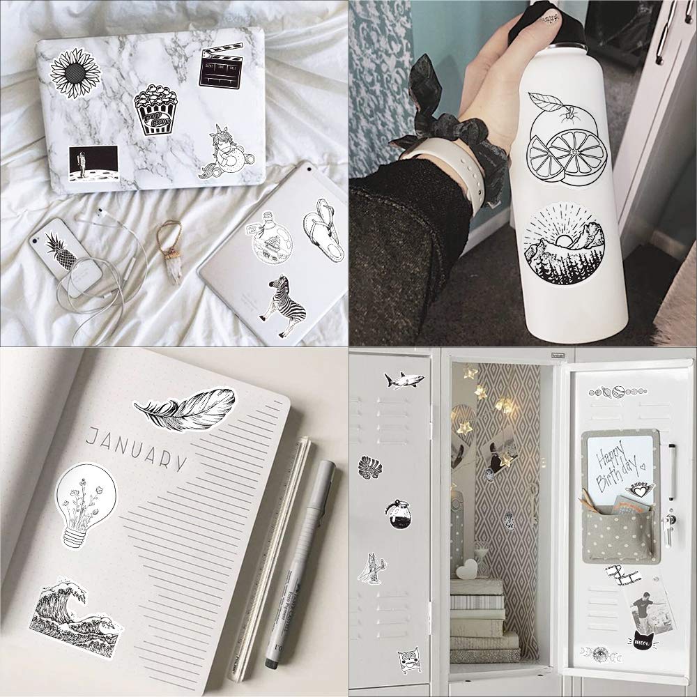 Black and White VSCO Stickers for Laptop Black and White VSCO Stickers for Water Bottles Waterproof Aesthetic Black and White VSCO Stickers Pack (50 Pcs)