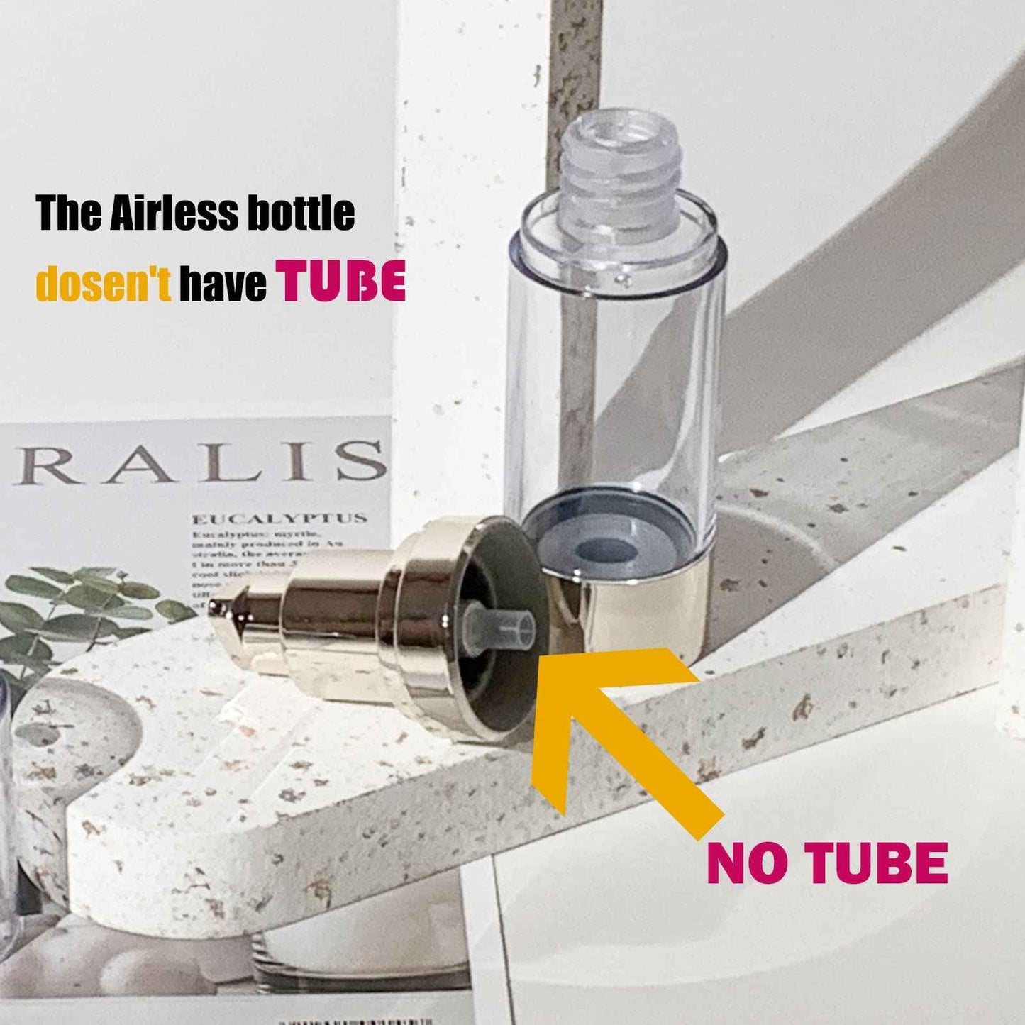 Lil Ray 1 OZ Refillable Airless Pump Bottle, Travel Lotion Container, Plastic Cosmetic Dispenser (12PCS,Rose Red)