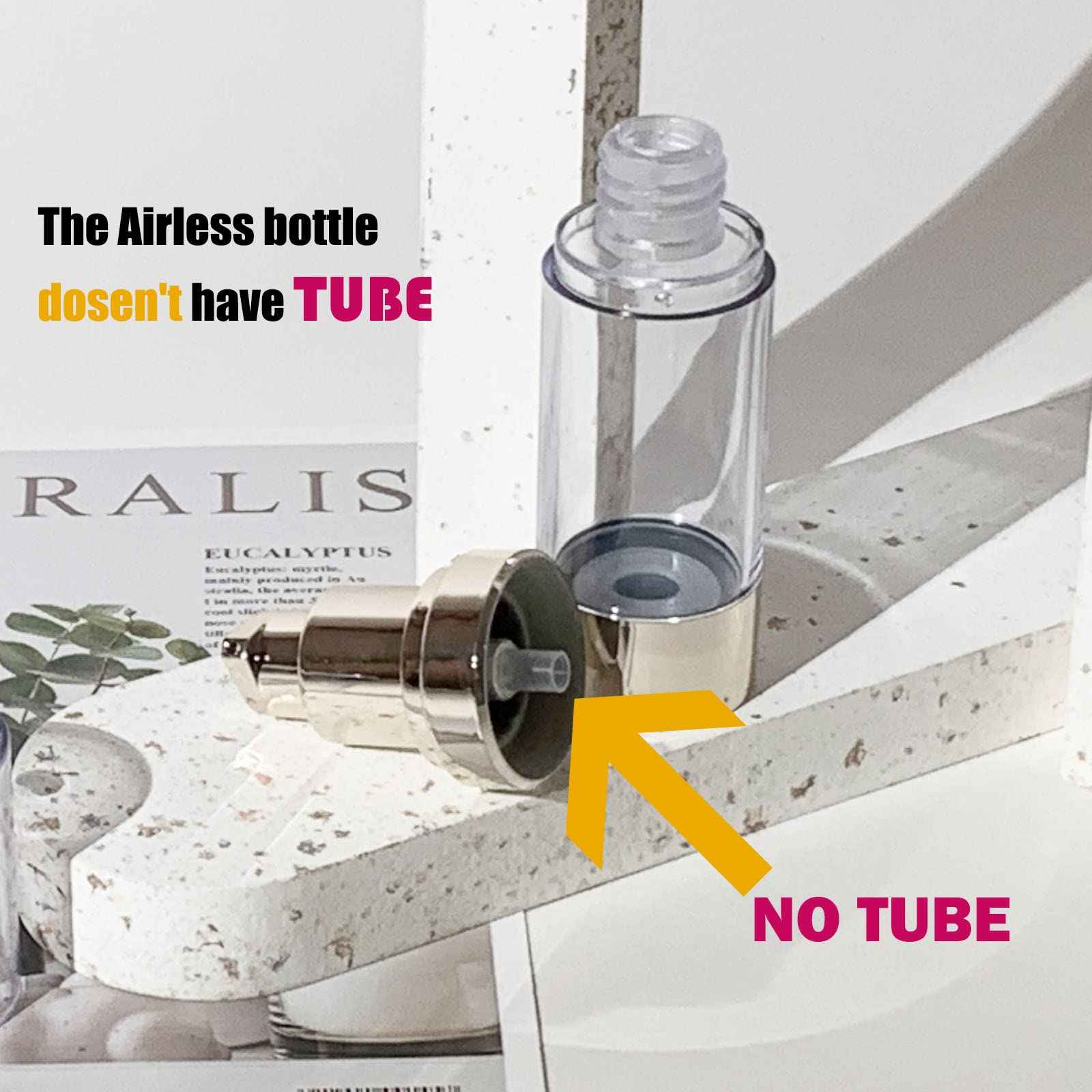 Lil Ray 1 OZ Refillable Airless Pump Bottle, Travel Lotion Container, Plastic Cosmetic Dispenser (12PCS,Rose Red)