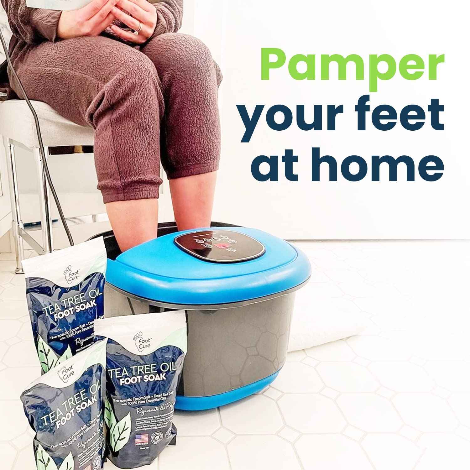 Tea Tree Oil Foot Soak with Epsom Salt - Best Toenail Fungus Treatment, Athletes Foot & Softens Calluses For Dry Cracked Feet - Instantly Hydrates & Soothes Irritated Skin & Athletes Foot