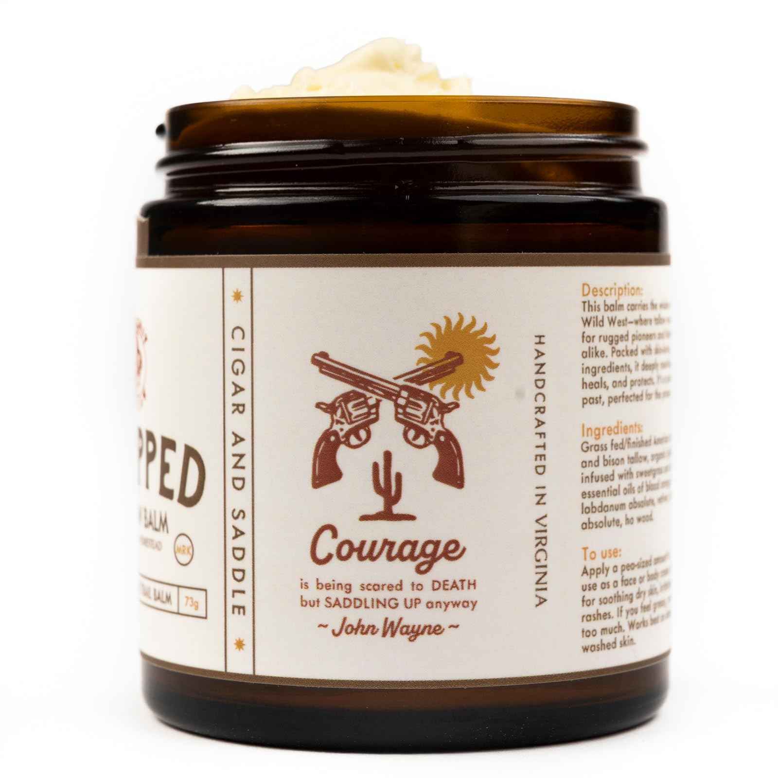 True Grit Tallow John Wayne Inspired Deep Moisture Tallow Salve – Herb-Infused Unscented – Essential Oil-Free Soothing Balm for Sensitive Skin – 2 oz