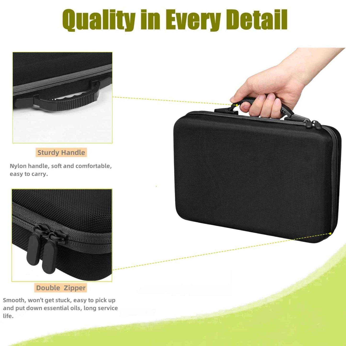 BLIRITEL 60 Bottles EVA Essential Oils Organizer, Hard Shell Essential Oil Storage Carrying Case, Essential Oils Holder Traveling Bag with Foam Insert, Holds 5ml,10ml,15ml Essential Oils (Black)