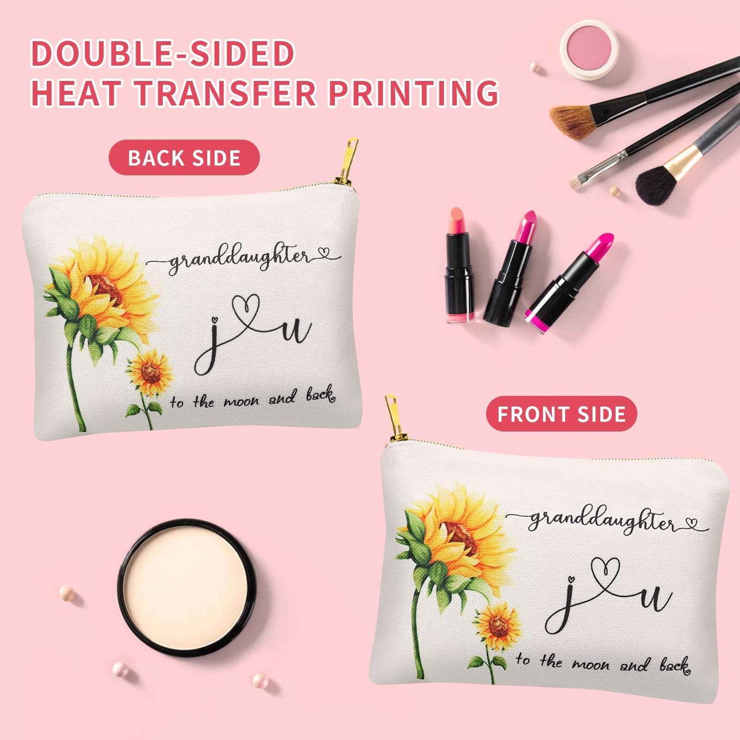 Granddaughter Gifts from Grandma Grandpa, Blessing Gift for Granddaughter, Linen Makeup Toiletry Bags for Women, Granddaughter Birthday Christmas Goodbye Graduation Gifts