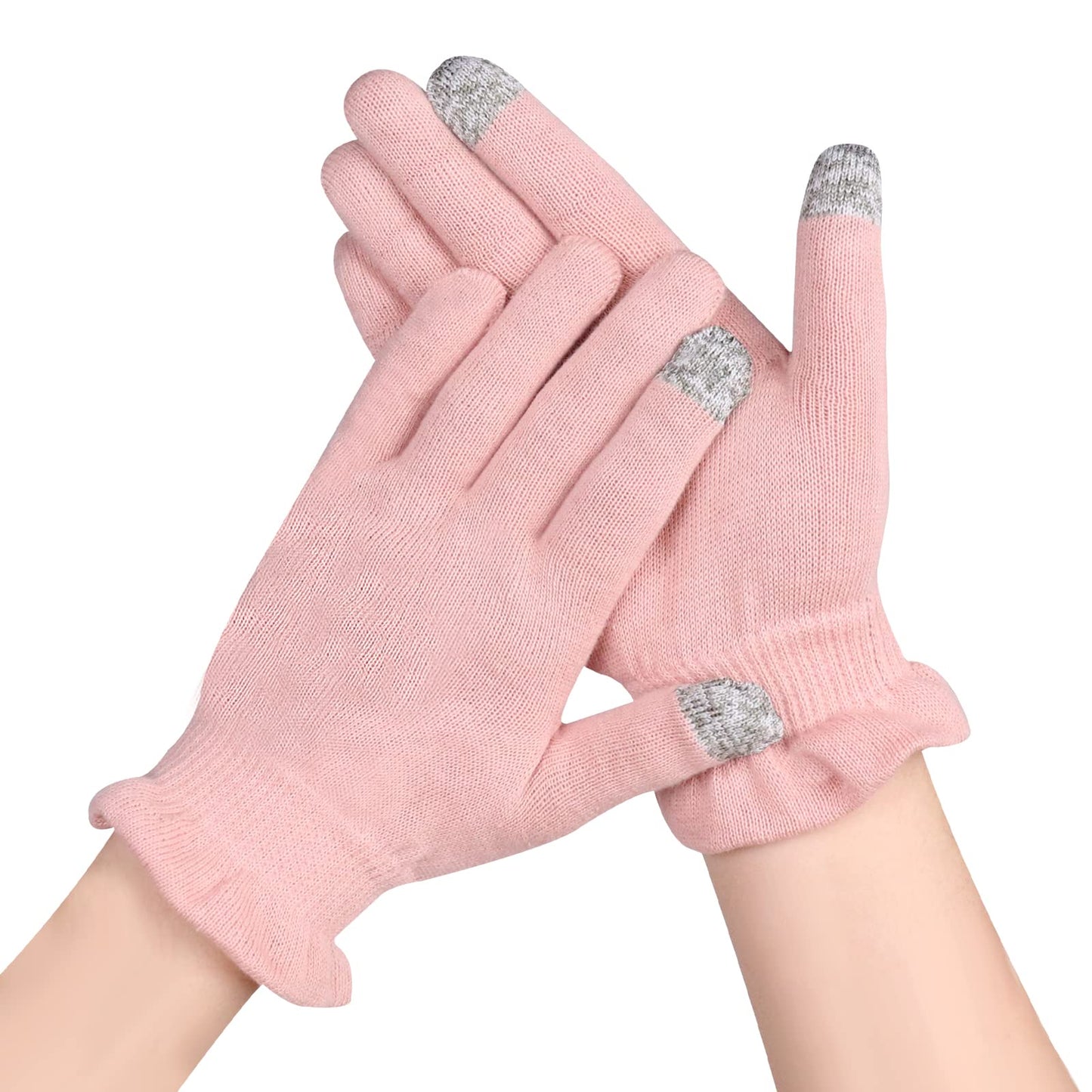Donfri Cotton Moisturizing Gloves Overnight 2 Pairs Touchscreen Fingers for SPA Dry Hands Hand Care Day and Night Moisturizing (Medium-Pink)