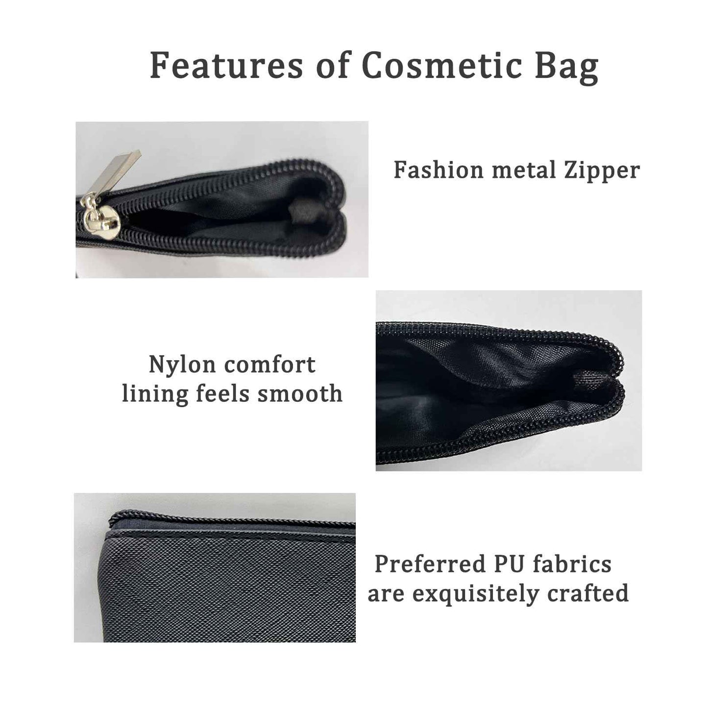 HUTUYIYI Small Makeup Bag for Purse, Travel Makeup Bag with Zipper, Pu Leather Makeup Pouch, Cosmetic Bags for Women,Travel Make Up Bag (1, Black)