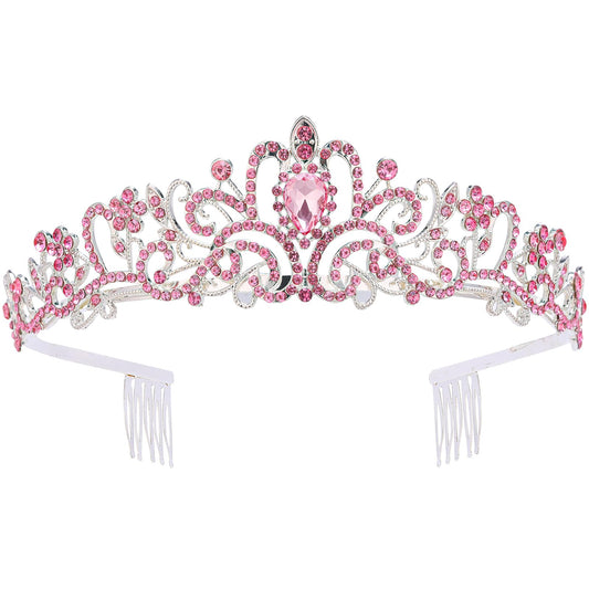 Tiara Crowns for Women Tiaras for Girls Princess Crown for Birthday Halloween Costume Bride Wedding Queen, Crystal (Pink)