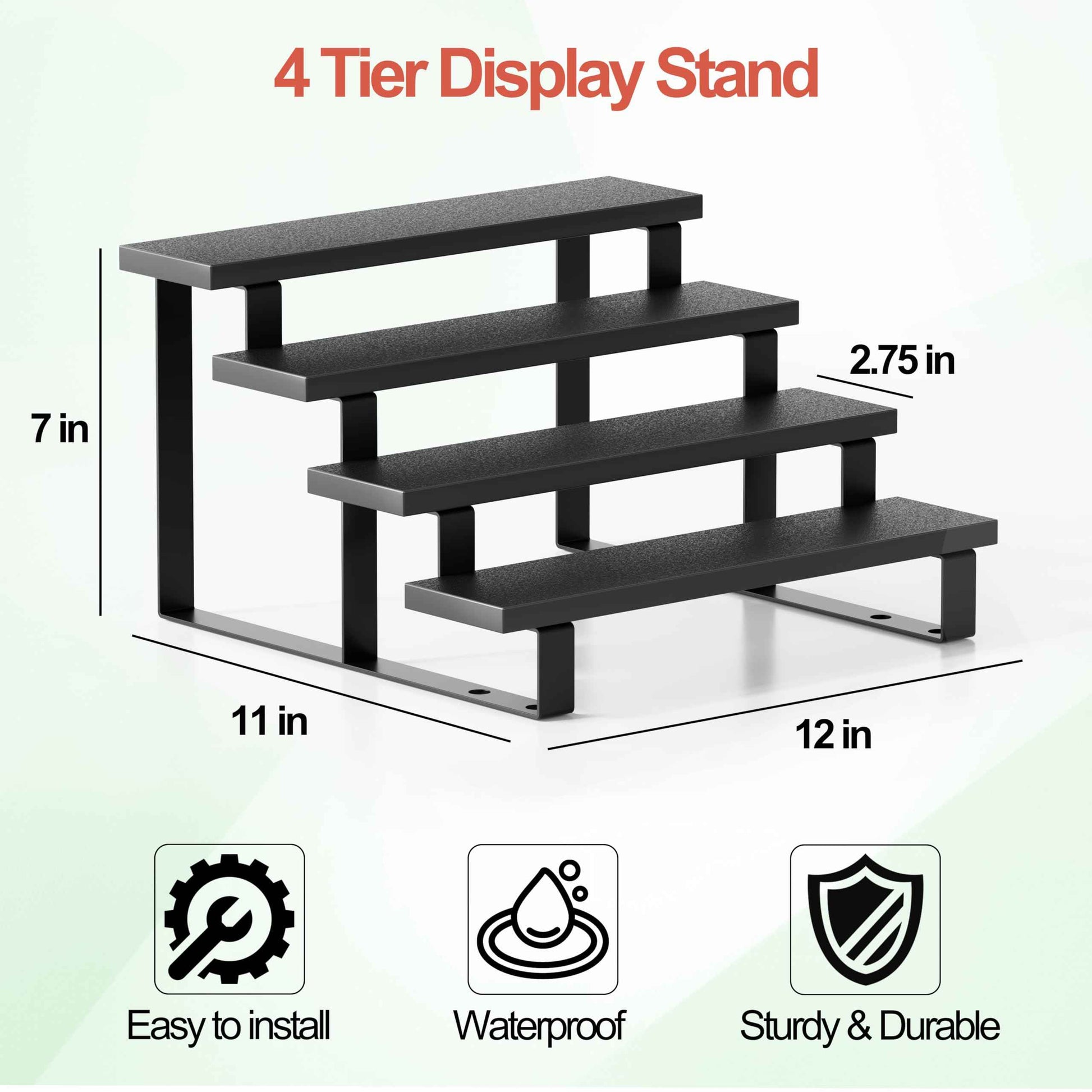 Boulphia Cologne Organizer for Men, 12 Inch Wood Cologne Stand 4 Tier Perfume Organizer for Dresser, Versatile Step Display Stand Shelf for Fragrance, Skincare, Figurine, Dessert, 1 Set Black