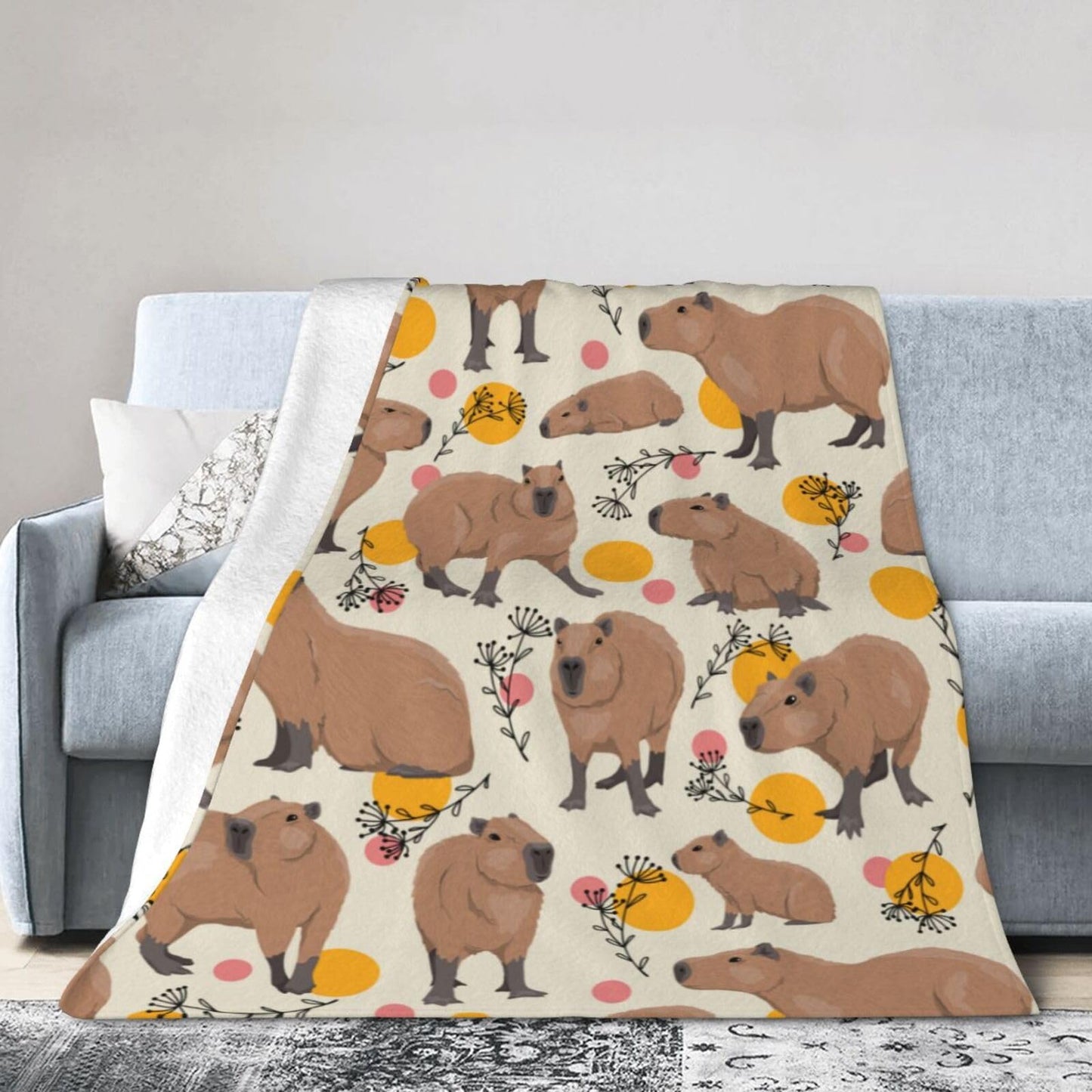 Yossyaog Capybaras Blanket Capybara Gift Party Decorations Plush Blanket for Bedroom Couch Sofa Kids Adults All Seasons, 60"x80"