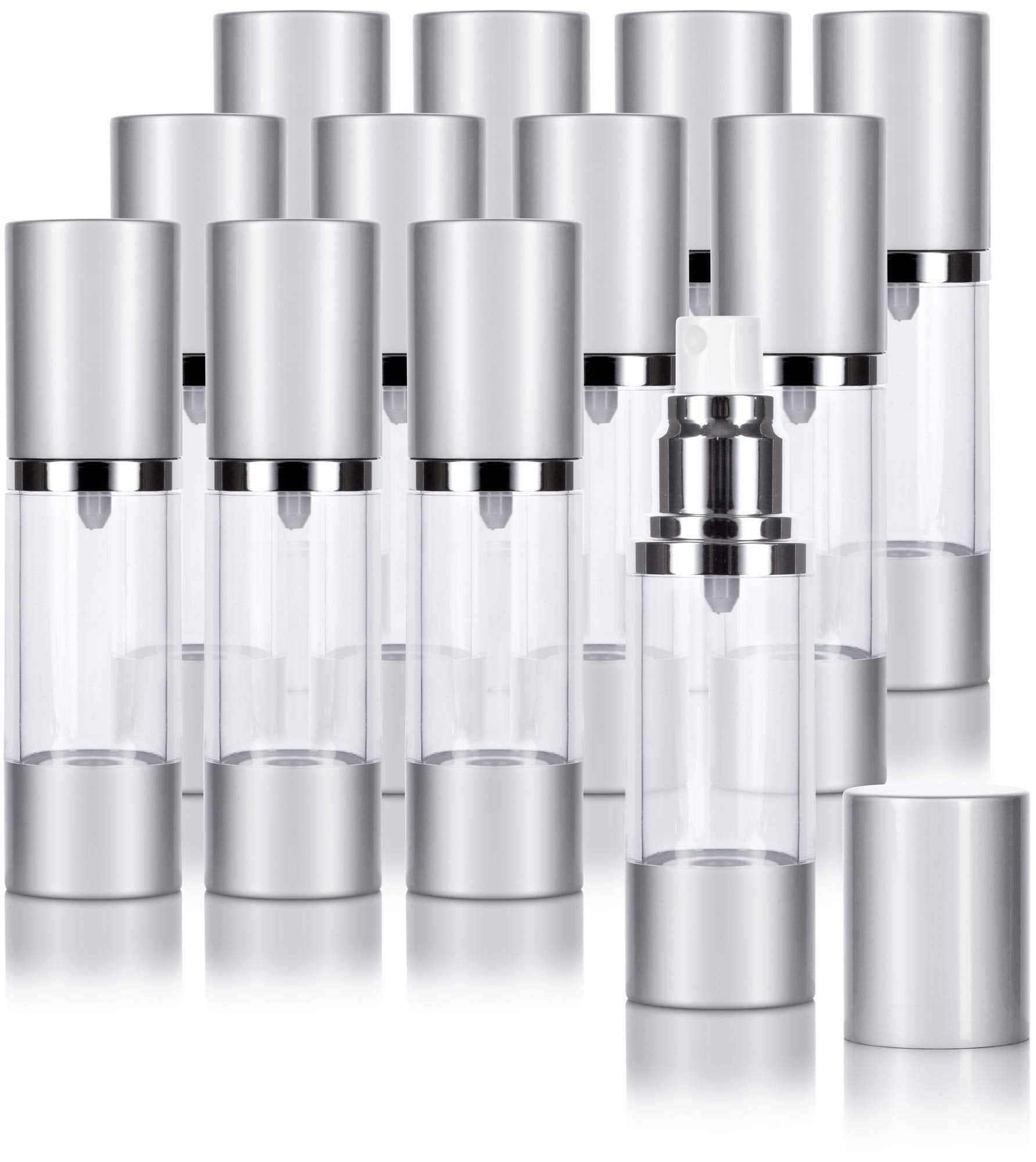 JUVITUS (12 Pack) 1 oz Airless Silver Matte Plastic Spray Bottle