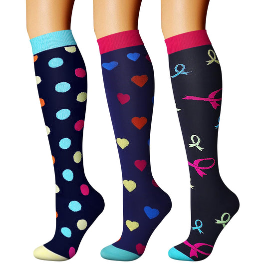 CHARMKING Compression Socks for Women & Men Circulation (3 Pairs) 15-20 mmHg is Best Athletic for Running, Flight Travel, Support, Cycling, Pregnant - Boost Performance, Durability (S/M, Multi 08)