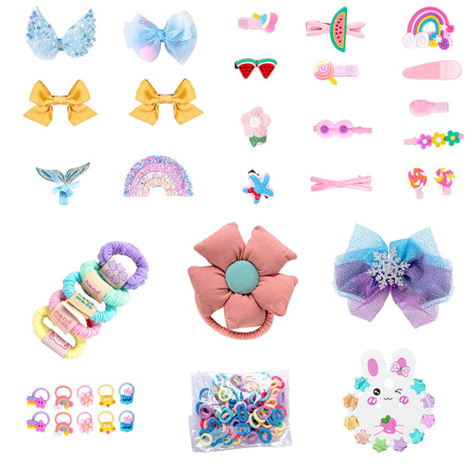 Qopoto HAIR ACCESSORIES for Girls, Including Hair Clips/Hair Barrettes/Hair Ties/Hair Bows - 149 Pieces - Great Gift for Age 4-15 (Pink)