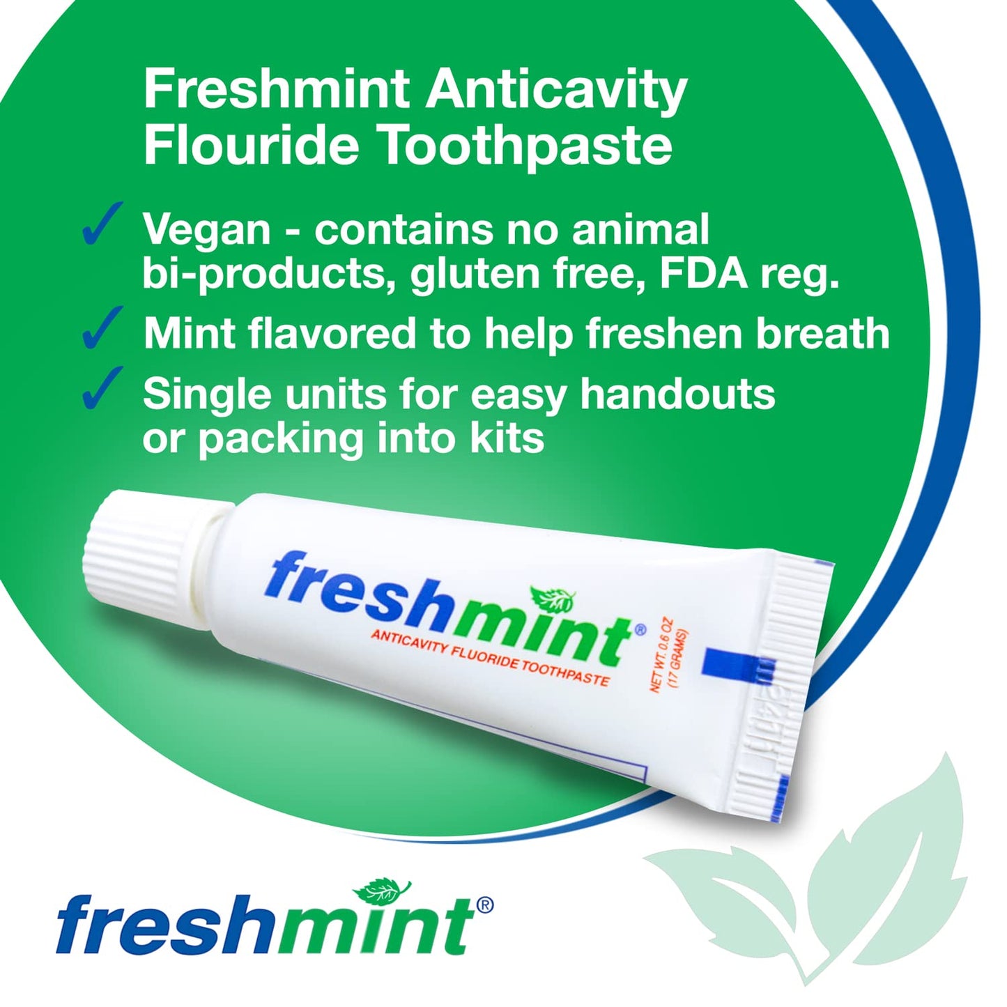 144 Tubes of Freshmint® 0.6 oz. Anticavity Fluoride Toothpaste, Tubes do not have individual boxes for extra savings, Travel Size