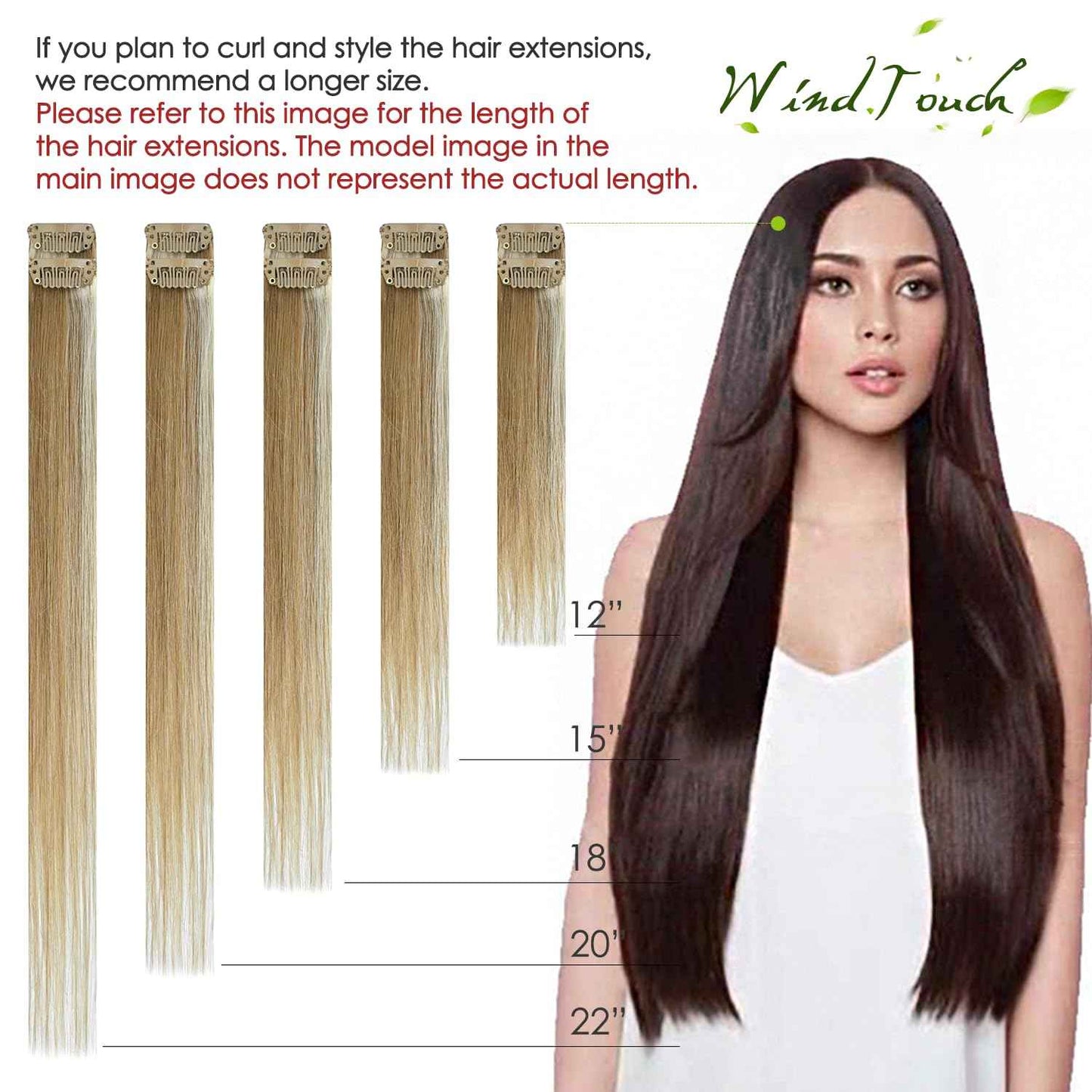 WindTouch Clip in Hair Extensions Real Human Hair Balayage Chocolate Brown To Dark Blonde Ombre Highlights for Brown Hair 12Inch 75g #4T27P4 7PCS