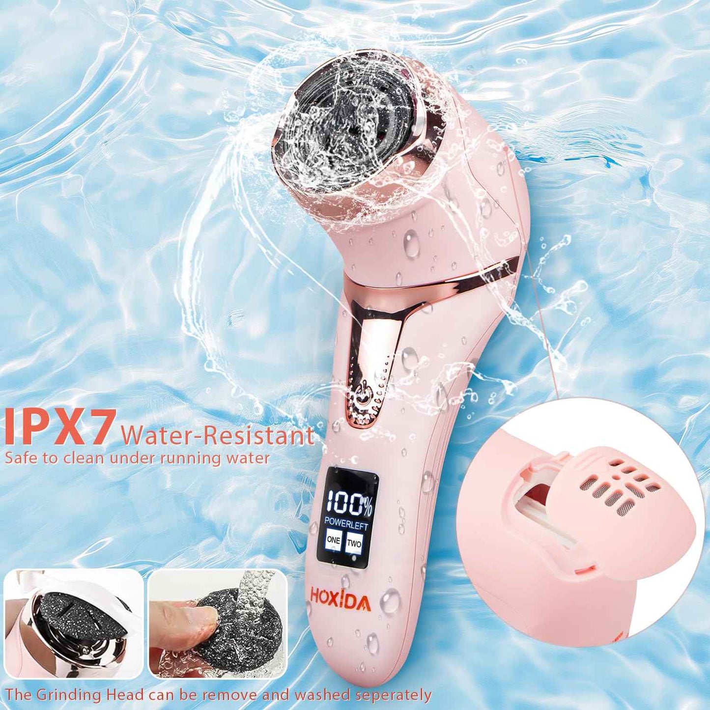 Electric Callus Remover for Feet (with Dander Vacuum Cleaner), Rechargeable Foot Callus Remover Pedicure Tools Foot File, Professional Foot Care Kit Deadskin Remover with 9Heads&2Speed,LCD Display