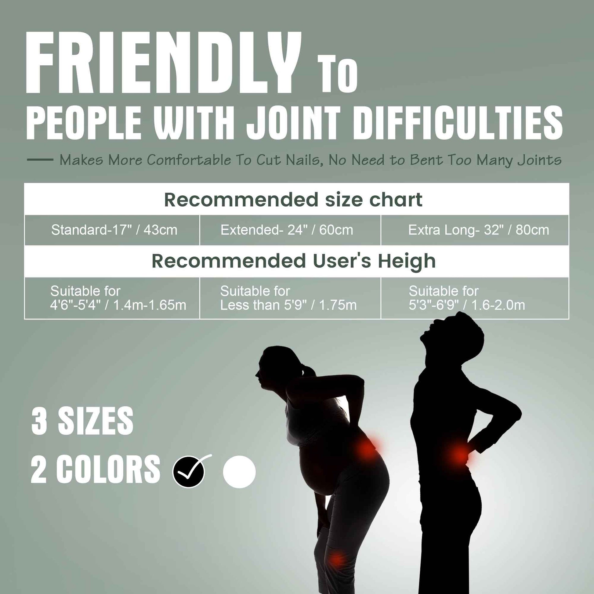 Foldable Extended Long Handle Toenail Clippers with Magnifier-4mm Wide Jaw & Ergonomic Design for Seniors, Arthritis& Limited Mobility | Heavy-Duty, No-Bend Trimming, Tool-Free Foldable (32" Black)