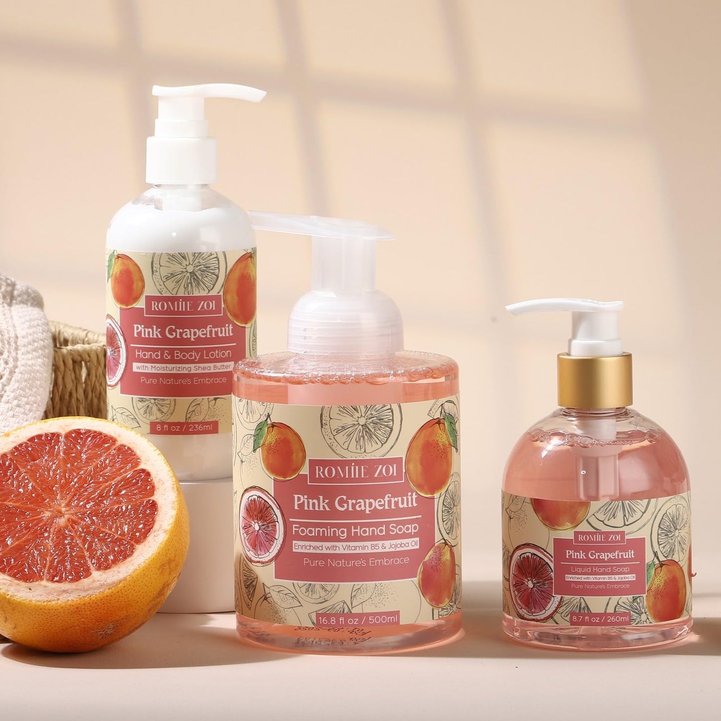 ROMIIE ZOI Liquid Hand Soap with Gift Box - Grapefruit - 260ml/ 8.7 fl.oz (Pack of 3)