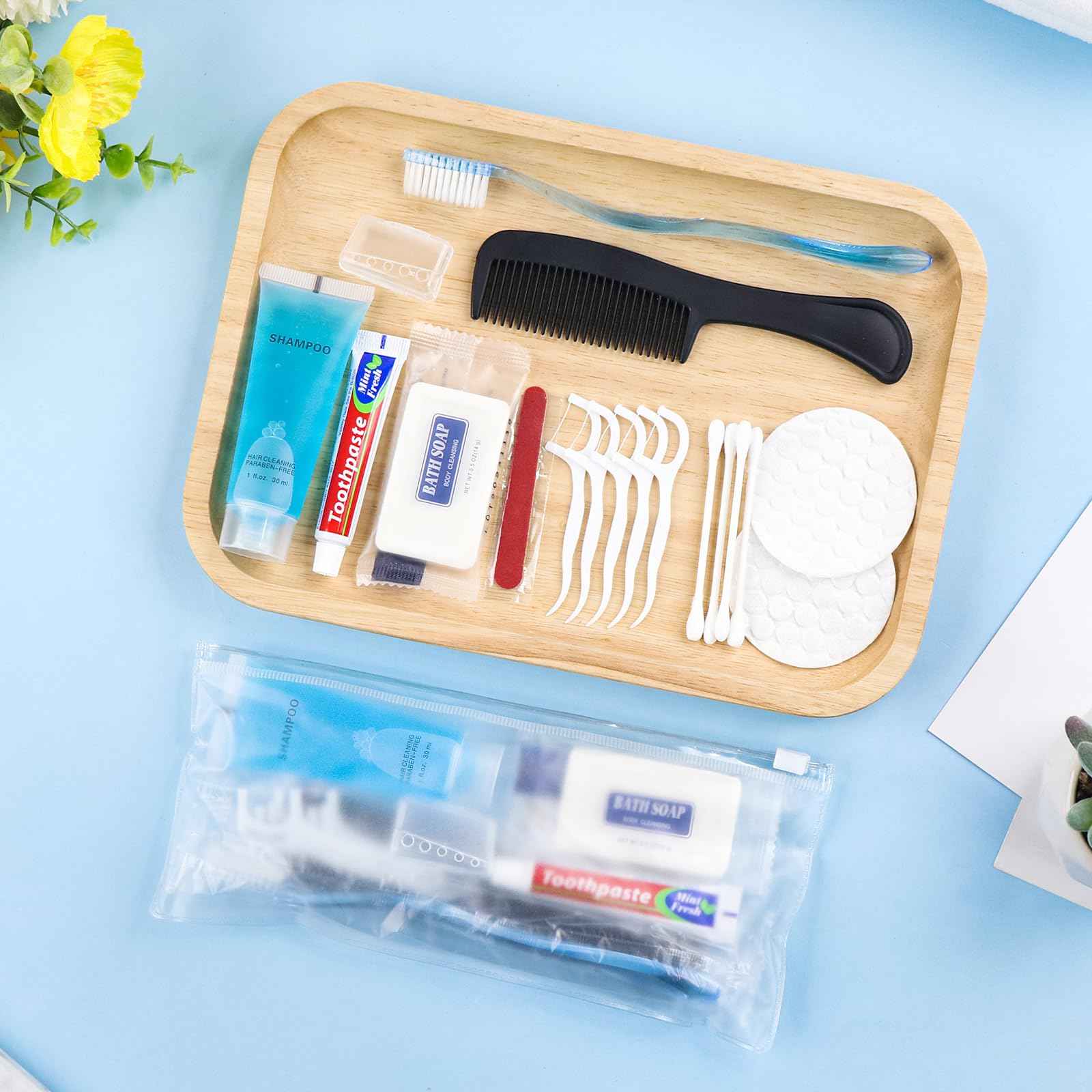 HQSLsund Basic Toiletry Kits, Individually Packed, Personal Hygiene Kit Bulk Homeless Care Package Supplies Travel Size Toiletry Kit for Men Women Charity Reusable Toiletry Bag (Pack of 10)