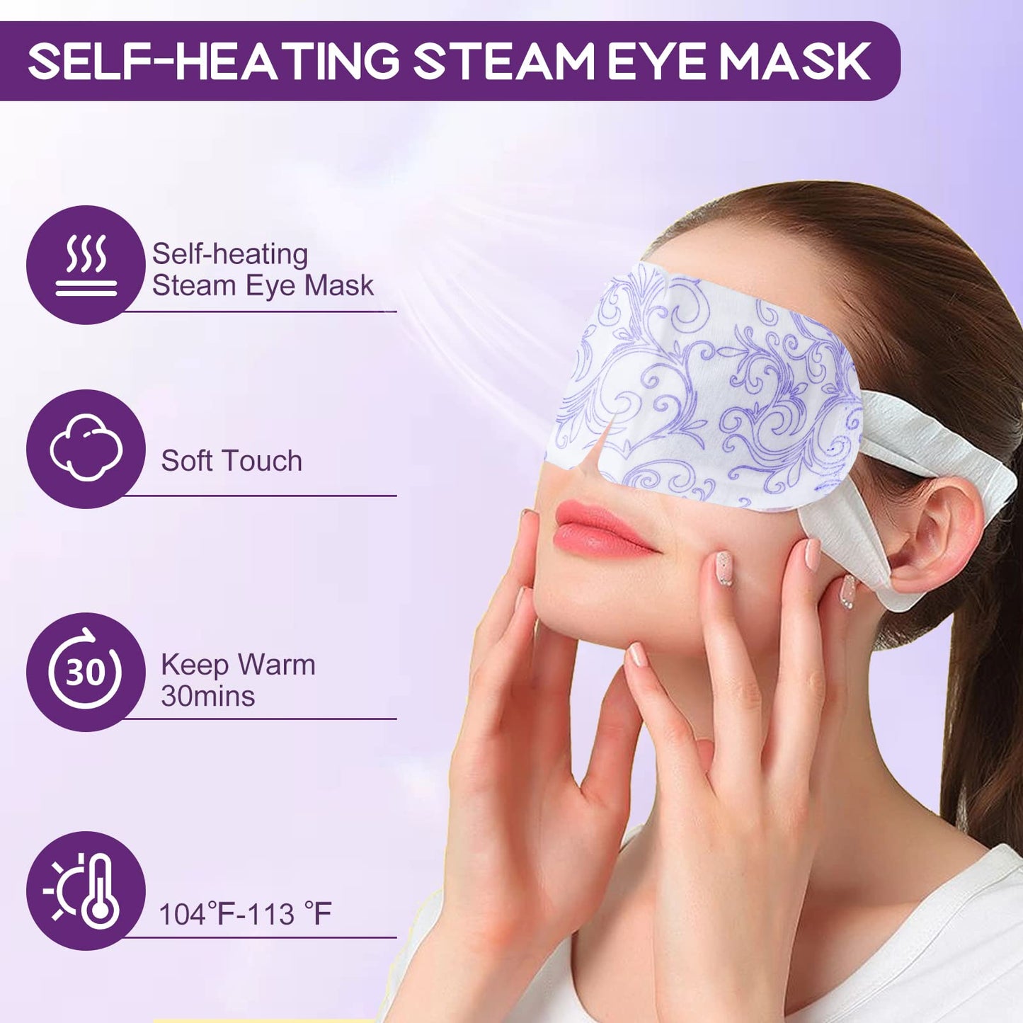 XPCARE 32 Pack Steam Eye Masks for Dry Eyes, SPA Warm Sleep Eye Mask, Disposable Heated Eye Mask for Dark Circles, Puffy Eyes, Relief Stress Eye Fatigue(Unscented)