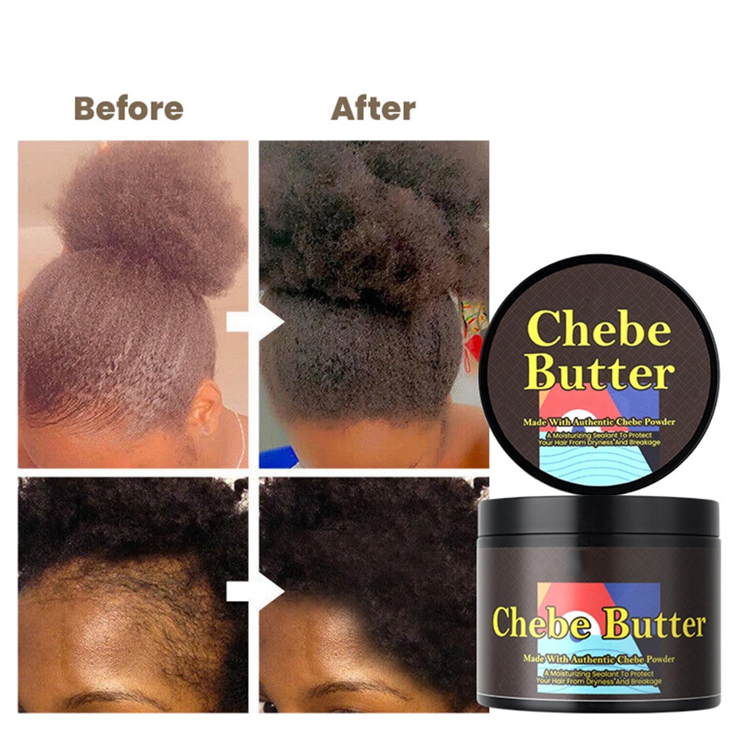 Chebe Butter for Hair Growth with Castor Oil- All-Natural Ingredients, Moisturizing & Hair Thickening, Chebe Hair Butter– Hair Deep Conditioning, Unisex Chebe Butter for All Hair Types 3.6 Oz