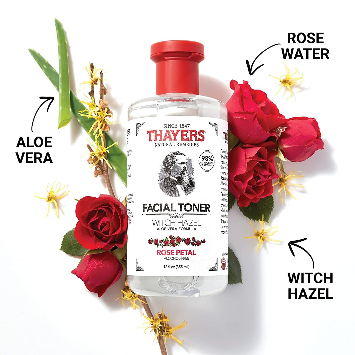 Thayers Rose Petal Witch Hazel with Aloe Vera - 12 oz.(2 pack)