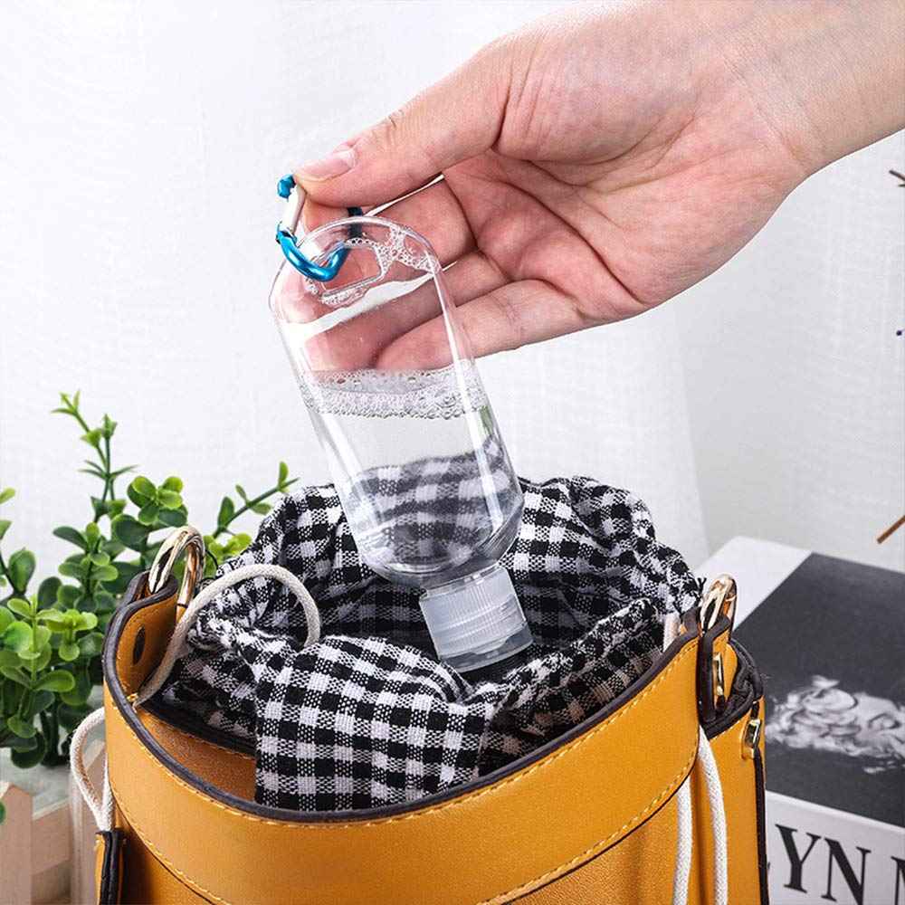 Ynaize 5 Pack Refillable Travel Plastic Bottles Containers with Clip Hand Sanitizer Travel Size Holder with Keychain Empty Bottles for Kids and Adult
