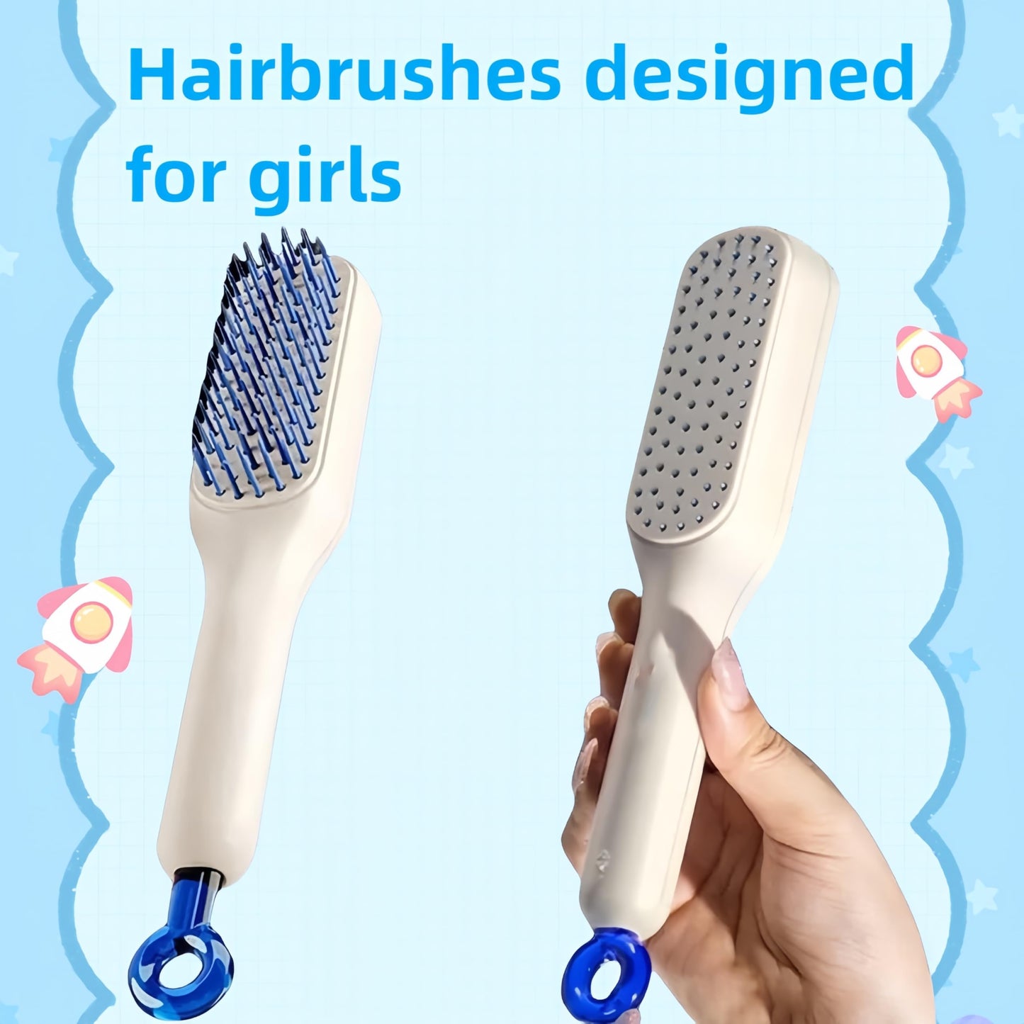 vonekai 2PCS Dandruff Comb and Self-Cleaning Anti-Static Massage Comb Removal of Dandruff，psoriasis Comb,Dandruff Brush,Better Hair Quality Removal of Dandruff and Dirt for Women Men (2 PCS-White)