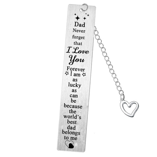 Dad Bookmarks Dad Fathers Day Birthday Christmas Gifts from Daughter Son Father Metal Bookmark Present I Love You Daddy Book Lover Gift