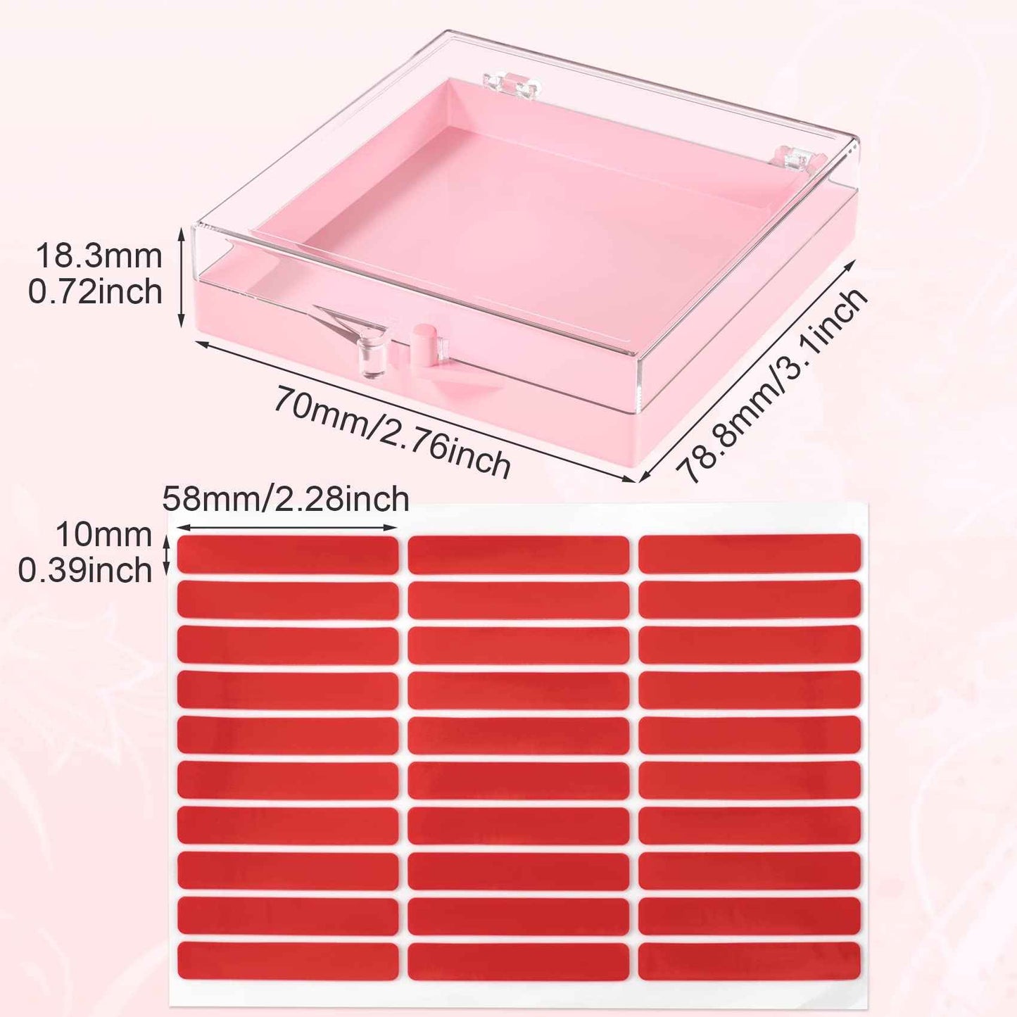 ANCIRS 25 Pack Acrylic Nail Storage Box for DIY Press-on Nails Holder & 60pcs Double Sided Adhesive Nail Display Tape, Artificial Nail Stand Packaging Organizer Case & Fake Nail Tip Tapes for Nail Art