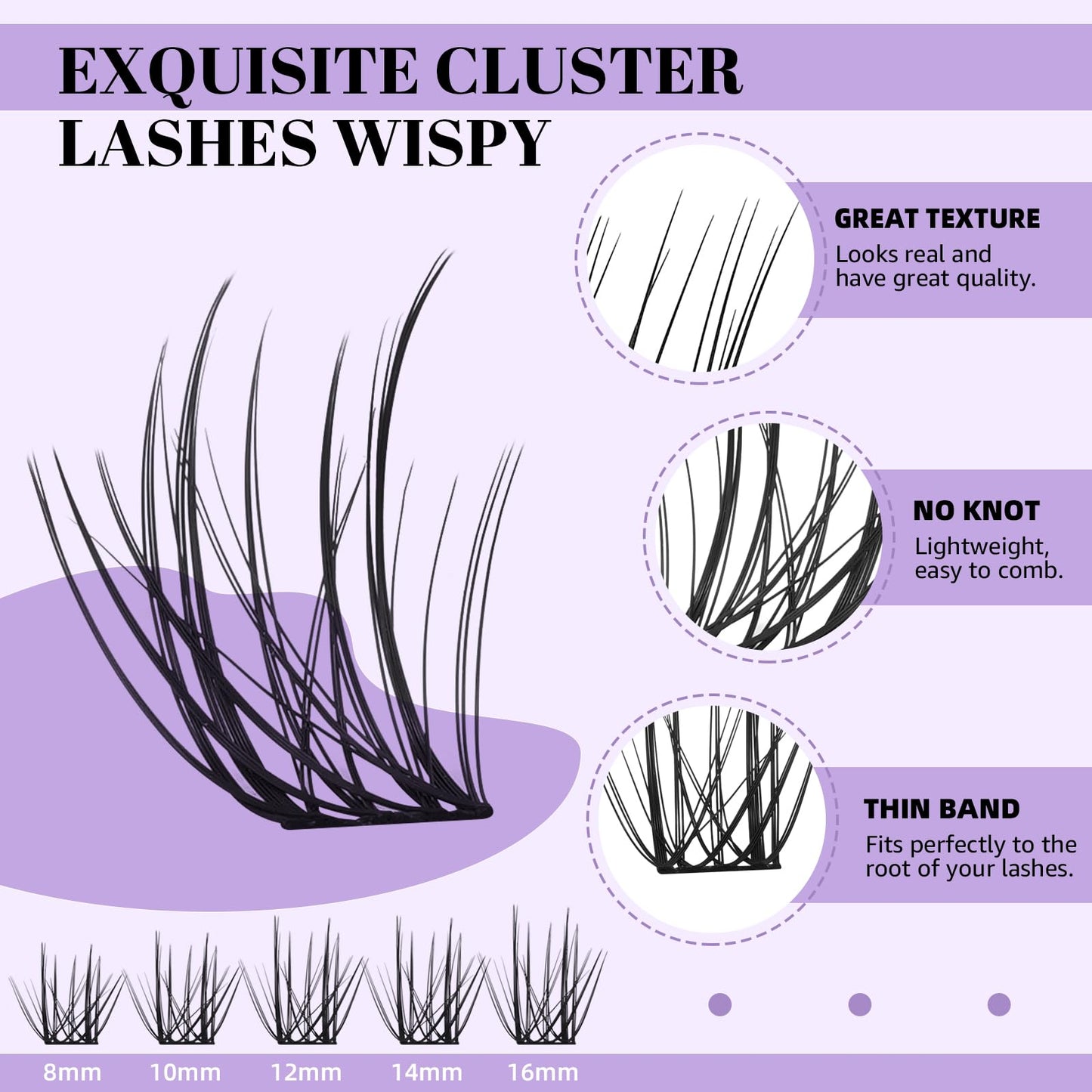 Lash Clusters D Curl 8-16MIX 96 PCS Eyelash Clusters Wispy with 360° Rotatable Mirror Cluster Eyelash Extensions Natural Lash Clusters Lashes Wispy Diy Lash Extensions Clusters (Q03,D 8-16MIX)