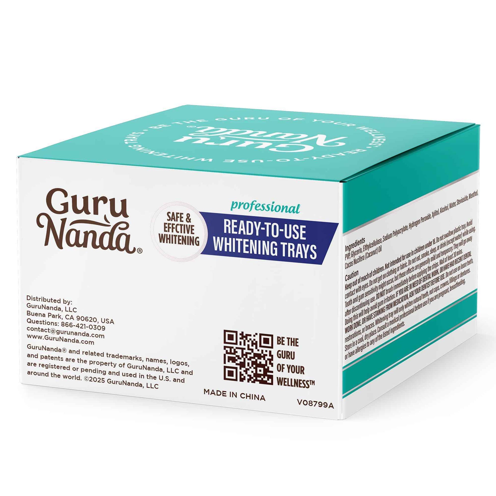 GuruNanda Ready-to-Use Prefilled Whitening Trays (7 Treatments) with 8% Hydrogen Peroxide to Remove Surface Stains, Fast & Easy Teeth Whitening for Sensitive Smiles