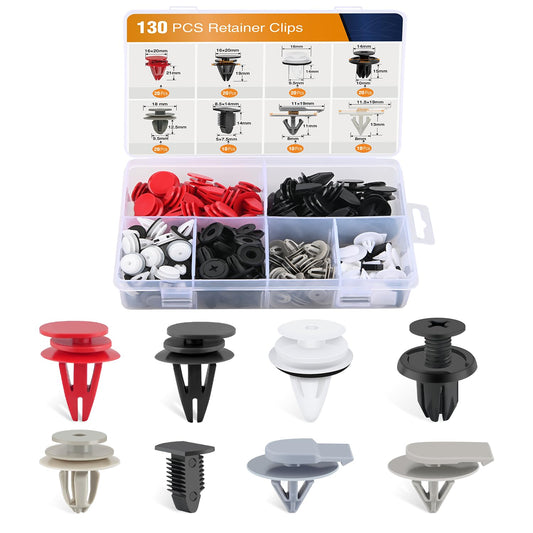 GOOACC 130PCS Body Interior and Exterior Retainer Fastener Clip Rocker Moulding Clip W/Sealer for Mini Cooper 51-71-7-127-742 07-13-1-480-419 BMW Lawson Clip Lizard