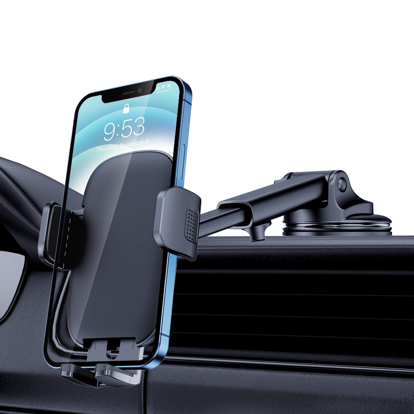 Qifutan Car Phone Holder Mount Phone Mount for Car Windshield Dashboard Air Vent Universal Hands Free Automobile Cell Phone Holder Fit iPhone (Black)