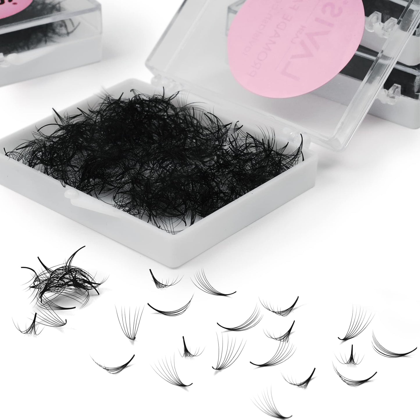 LAVISLASH 500 Promade Fans Eyelash Extension | Handmade Loose Volume Lash | Mutiple Options 3D-8D/10D/12D/14D/16D Fans | 0.03/0.05/0.07mm Thickness | C/CC/D Curl | 8-16mm Length(6D-0.07-C-13mm)