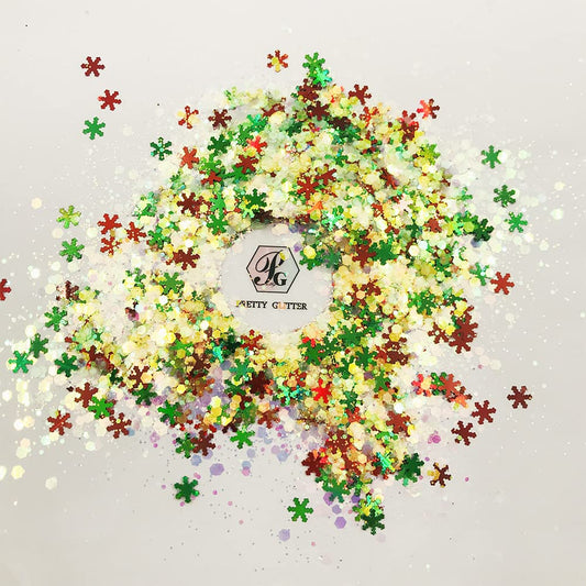 10 Grams/Pack - Christmas Holiday Snowflake Tree Mixes Series Glitter - Festival Rave Beauty Makeup Face Body Nail Art Craft Tumbler Decoration CH114