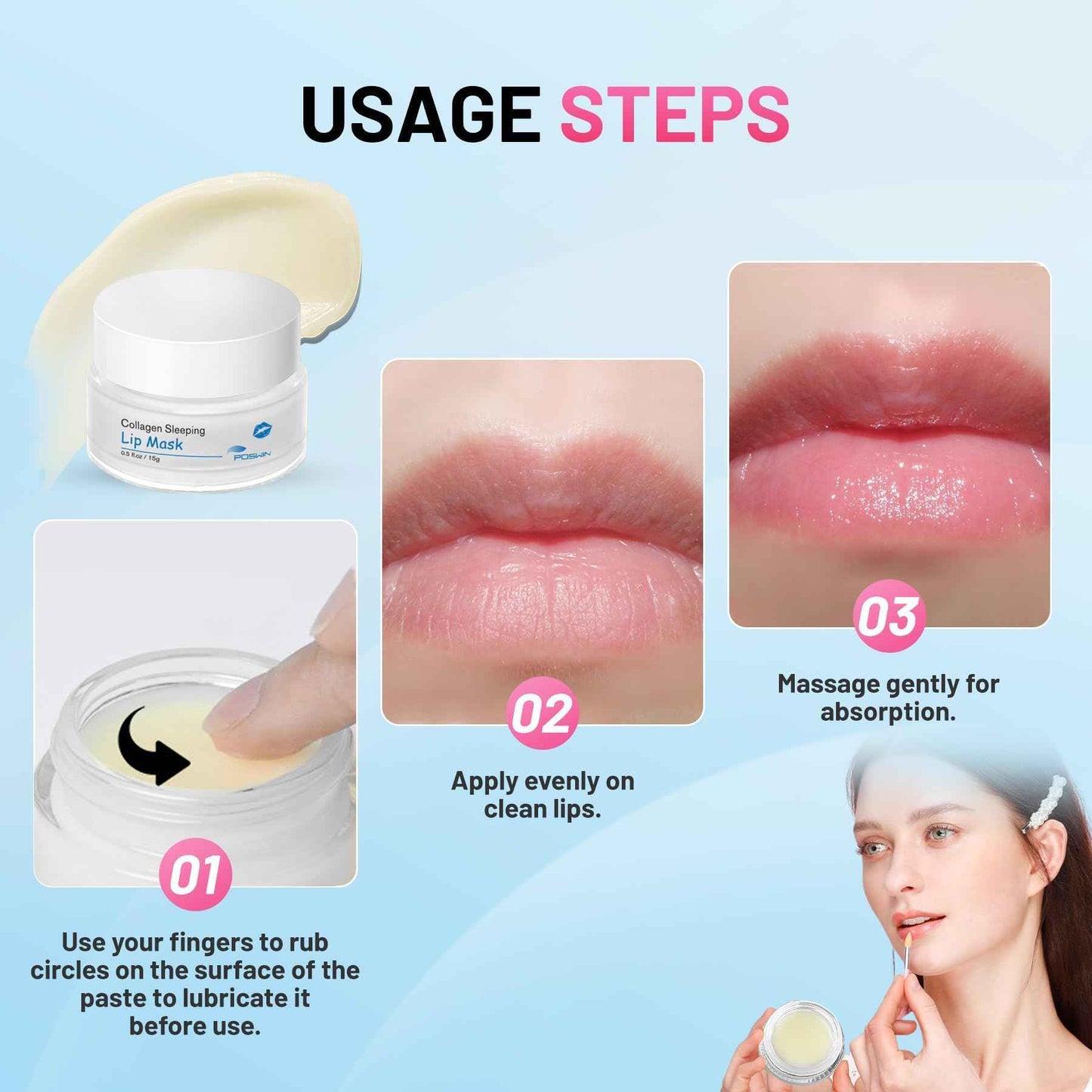 Lip Sleeping Mask - Moisture & Collagen Booster Lip Sleeping Mask - Lip Wrinkles Repair Overnight Lip Masks,15g