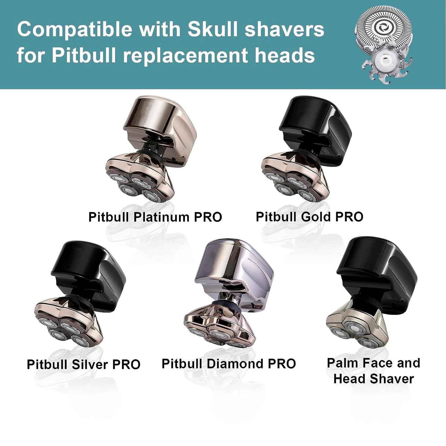 Shaver Replacement Blades compatible with Skul Shaver Pitbull Gold PRO Shaver Replacement Blade,Shaver Replacement Heads for Pitbull Platinum Pro Shaver (3Set(12blades))