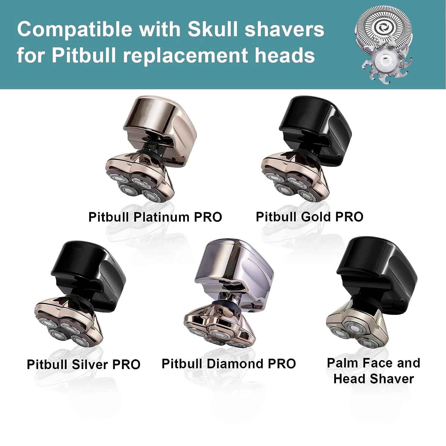 Shaver Replacement Blades compatible with Skul Shaver Pitbull Gold PRO Shaver Replacement Blade,Shaver Replacement Heads for Pitbull Platinum Pro Shaver (3Set(12blades))