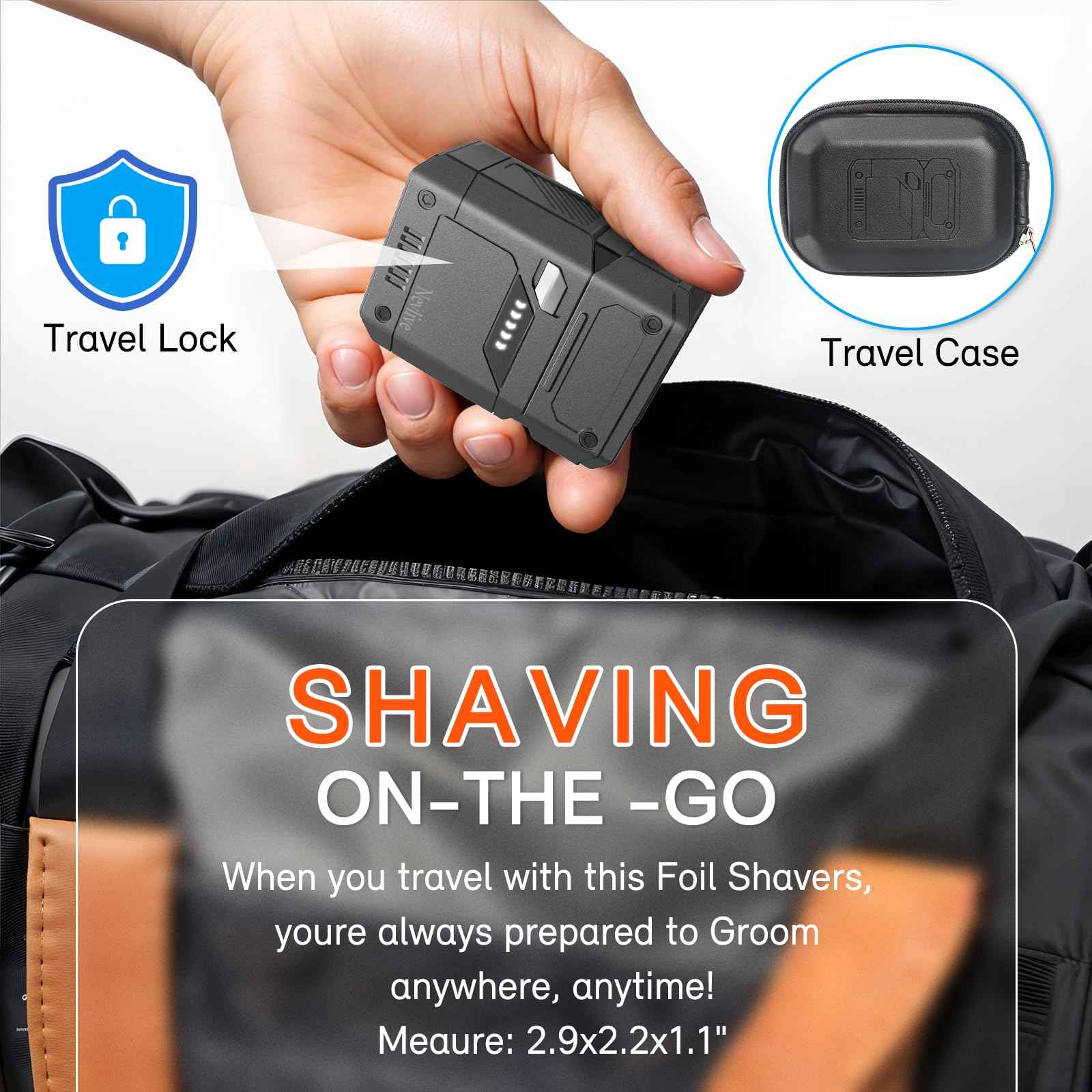 Foil Electric Shaver for Travel USB-C Fast Charging, IPX7 Waterproof Cordless Razor, Portable Face Shaver with Travel Case & Replacement Head, Compact Men’s/Grooming Design