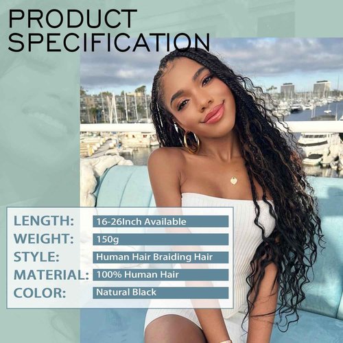 20 Inch Human Braiding Hair 150g 3 Bundles/Pack Deep Wave Bulk Human Hair for Braiding Brazilian Virgin Human Hair Bundles Wet and Wavy Bundles No Weft Curly Human Hair Extensions Natural Black