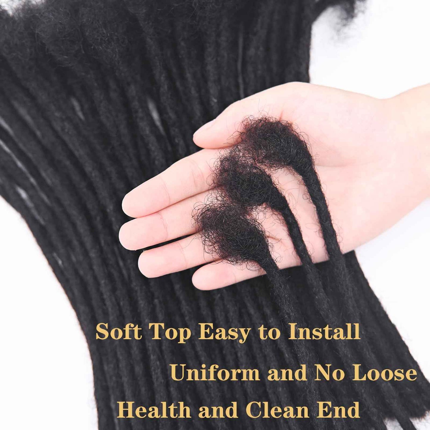 Loc Extension Human Hair 8inch 40Strands 0.6cm Width Natual Black Can Be Dyed Bleached Curled 100% Full Handmade Permanent Dreadlock Extensions for Women/Men