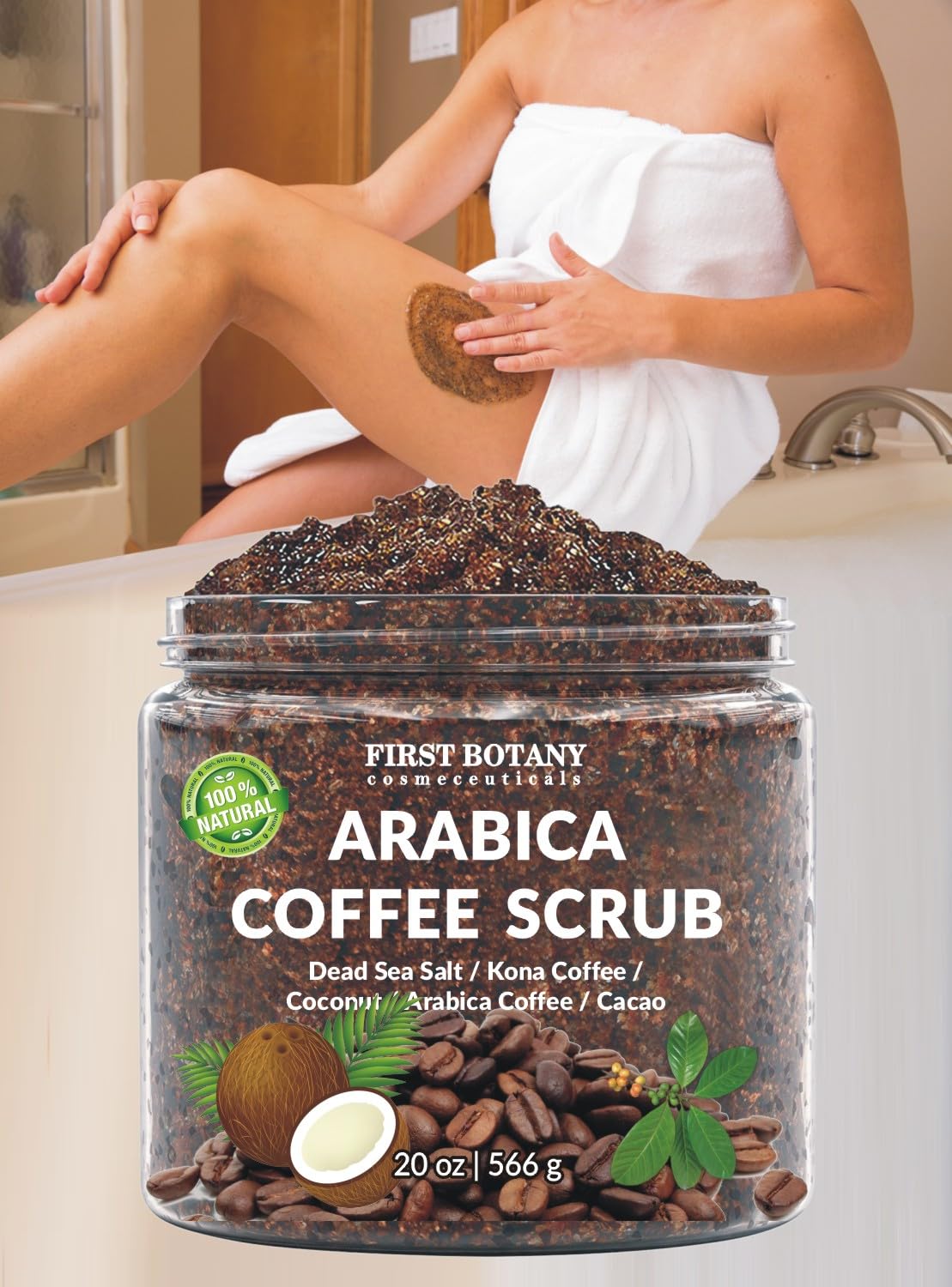 First Botany Cosmeceuticals, 100% Natural Arabica Coffee Scrub with Organic Coffee Coconut & Shea Butter, 20 oz