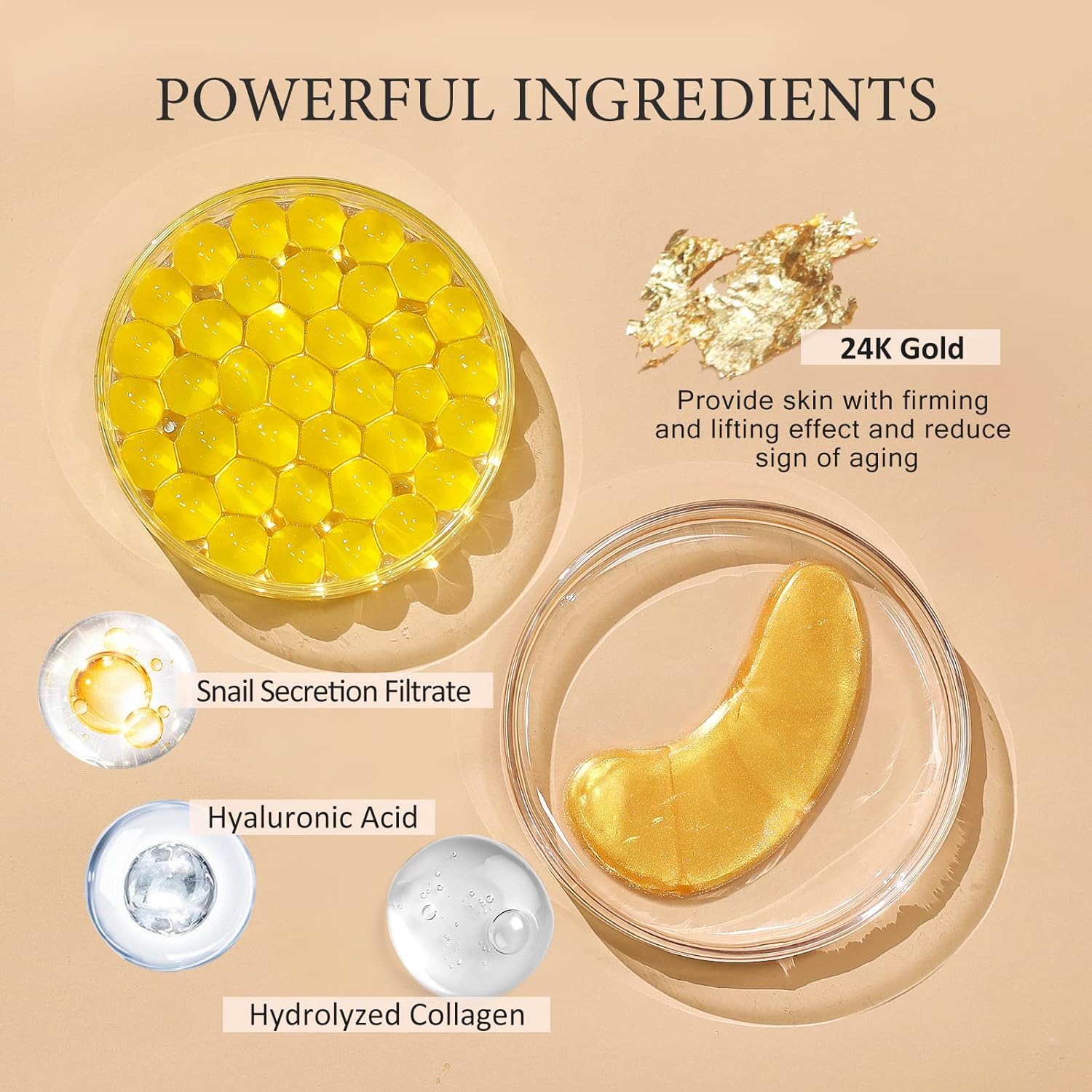 Under Eye Patches Gold and Hyaluronic Acid for puffy eyes,Rose Eye Masks for Dark Circles and Puffiness skin care Smooth Wrinkles products 30 Pairs