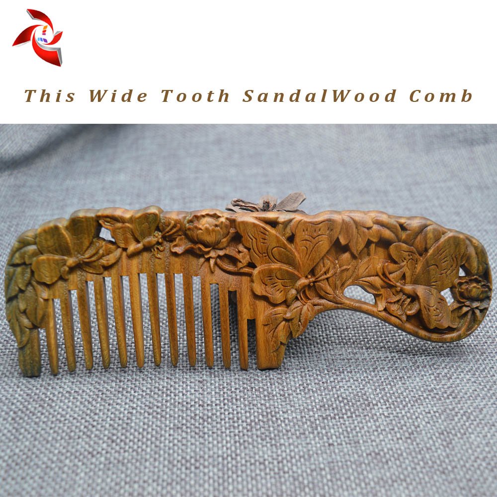 Xuanli® 2 pcs Natural SandalWood Comb Hair Care Anti Static Wooden Hair Massage Natural Brush Beard Comb mothers day gifts (M013)